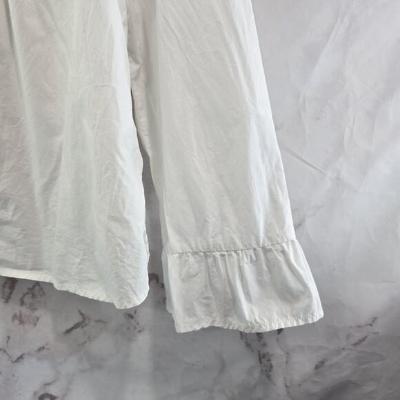 Anthropologie Shirt Womens Small 4 White Button Back Mock Poplin Maeve Flared - Picture 5 of 12